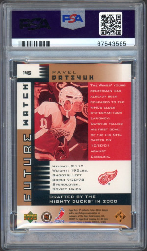 2001 SP Authentic Future Watch SP Limited #145 Pavel Datsyuk /150 PSA 9 Mint back