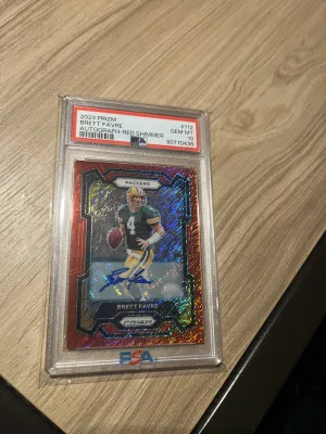 2023 Panini Prizm Brett Favre Res Shimmer Auto /35! PSA 10 front