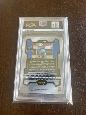 2023 Panini Prizm Jahmyr Gibbs Black & White Checkerboard Prizm Rookie PSA 10 back