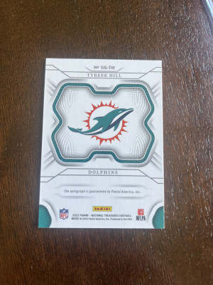 2022 Panini National Treasures Tyreek Hill Signatures Auto /49 back
