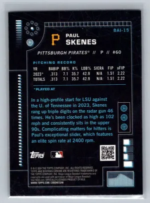 2024 Bowman Chrome AI Paul Skenes Pittsburgh Pirates #BAI-15 back