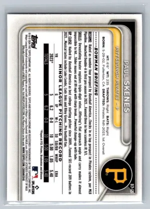 2024 Bowman Chrome Prospects Paul Skenes Pittsburgh Pirates #BCP-125 back