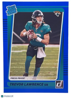 2021 Donruss #251 Trevor Lawrence Press Proof Blue Rated Rookie RC front