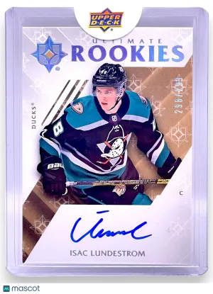 2018-19 Upper Deck Ultimate Collection #54 Isac Lundestrom #/299 Rookie AU,RC,SN front