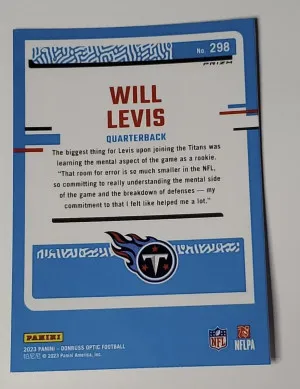 Will Levis 2023 Donruss Optic Silver Holo Rated Rookie Football #298 Titans RC back