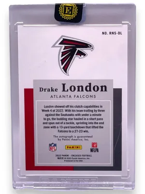 2022 Panini Encased Drake London Rookie Notable Signatures Ruby /15 Rookie RC back