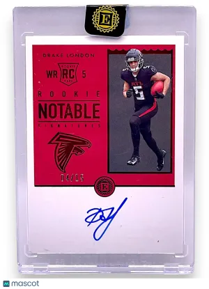2022 Panini Encased Drake London Rookie Notable Signatures Ruby /15 Rookie RC front
