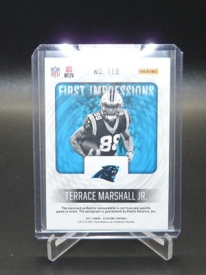 Terrace Marshall Jr. RC /299 #118 Trophy Collection First Impressions Autographs back