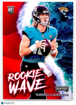 2021 Panini Playoff #RW-TLR Trevor Lawrence Rookie Wave Red RC Jaguars front