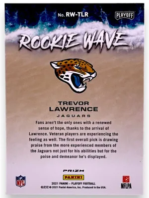 2021 Panini Playoff #RW-TLR Trevor Lawrence Rookie Wave Red RC Jaguars back