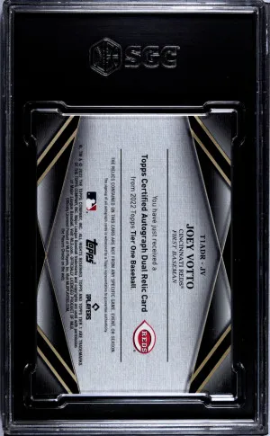 2022 Topps Tier One Joey Votto #T1ADR-JV Game Worn SGC 9 Reds back