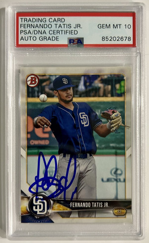 Fernando Tatis Jr DNA Certified Auto PSA 10 Bowman BP114 front