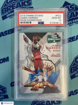 2016 Panini Studio From Downtown James Harden #FD2 PSA 10 Houston Rockets front