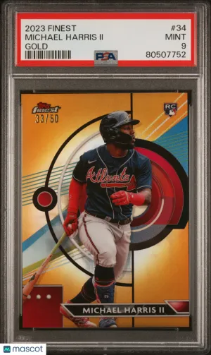 2023 Topps Finest Michael Harris II #34 PSA 9 front