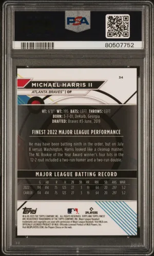 2023 Topps Finest Michael Harris II #34 PSA 9 back