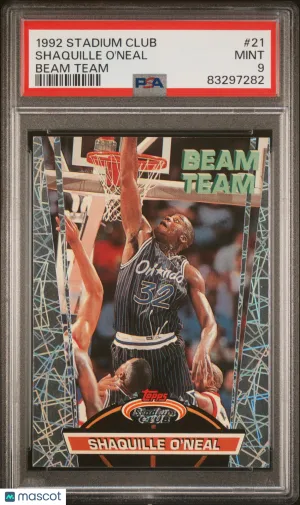 1992 Stadium Club Beam Team Shaquille O'Neal Rookie PSA 9 Orlando Magic front