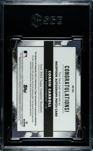 2023 Topps Inception Corbin Carroll #IAP-CCA /99 SGC 9 Arizona Diamondbacks back