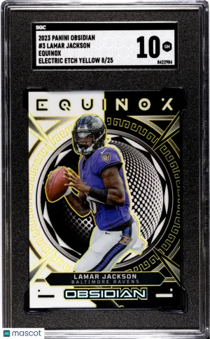 2023 Panini Obsidian Lamar Jackson #3 /25 SGC 10 Ravens front