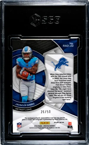 2023 Panini Spectra Jahmyr Gibbs #RAD-JGI /50 SGC 9 Detroit Lions back