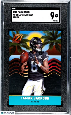 2022 Panini Zenith Lamar Jackson #AL-16 Case Hit SGC 9 Baltimore Ravens front