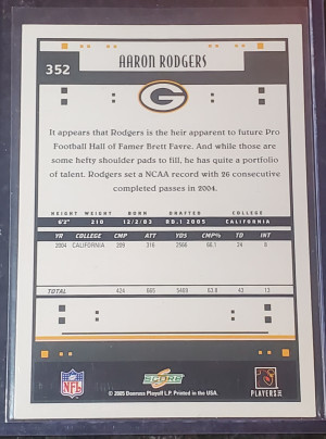 Aaron Rodger 2005 Score rookie back