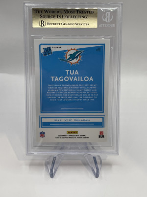 2020 Donruss Optic Tua Tagovailoa Rated Rookie Holo True Gem + (all subs 9.5) back
