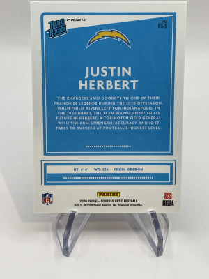 2020 Donruss Optic Justin Herbert Purple Shock Rated Rookie back