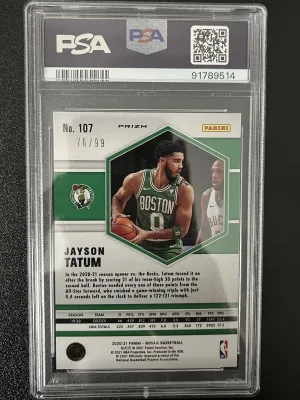 2020-21 mosaic Jayson Tatum blue mosaic 76/99 PSA 10 back