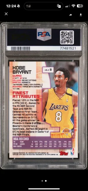 2000 finest kobe bryant 8 back