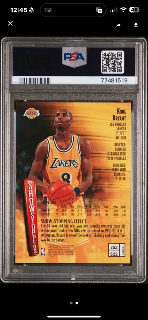 1997 Kobe Bryant Finest W/Coating back