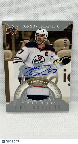 Connor MCDavid 2022-23 Upper Deck Trilogy #TG-13B PATCH AUTO /15 front