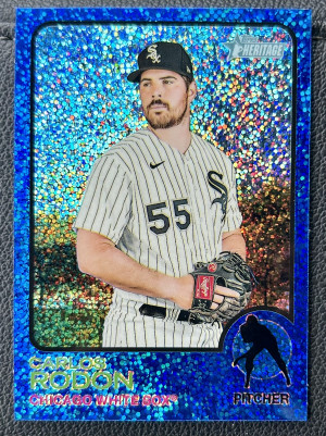 2022 Topps Heritage Carlos Rodon  Blue Sparkle Chrome 185 Chicago White Sox front