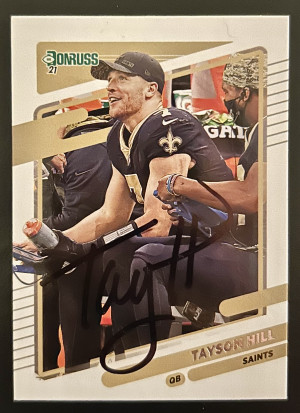 Taysom Hill Auto COA New Orleans Saints Panini Donruss Football front