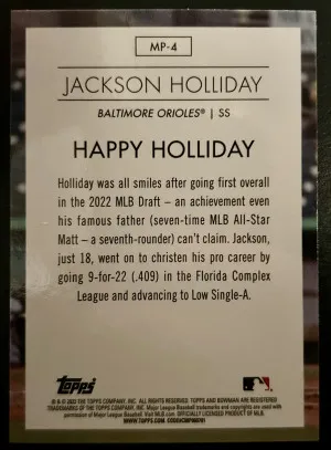 2023 Bowman JACKSON HOLLIDAY Modern Prospects Baltimore Orioles MP-4 back
