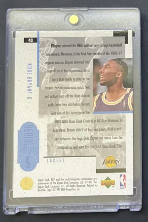 1997 Upper Deck Aerial Artist Kobe Bryant #43 SSP back