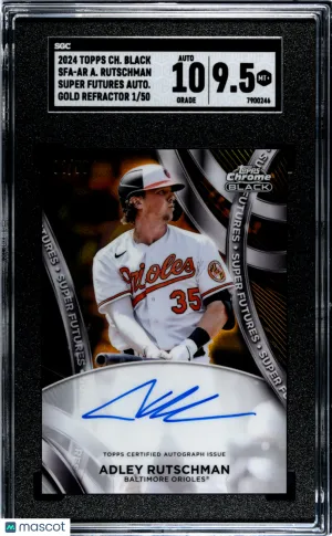 2024 Topps Chrome Black Adley Rutschman #SFA-AR /50 SGC 9.5 Baltimore Orioles front