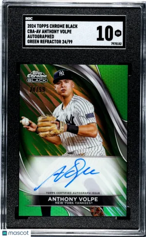 2024 Topps Chrome Black Anthony Volpe #CBA-AV On Card SGC 10 New York Yankees front