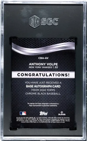 2024 Topps Chrome Black Anthony Volpe #CBA-AV On Card SGC 10 New York Yankees back