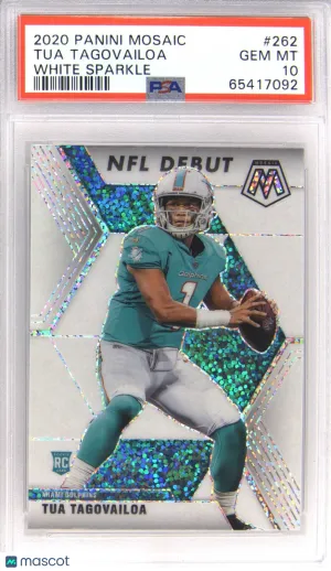 2020 Panini Mosaic Tua Tagovailoa White Sparkle Rookie #262 PSA 10 front