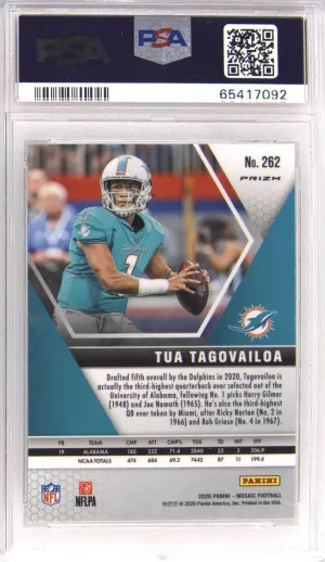 2020 Panini Mosaic Tua Tagovailoa White Sparkle Rookie #262 PSA 10 back