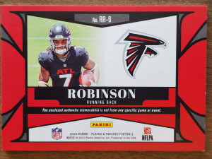 2023 Panini Plates & Patches Bijan Robinson RPA 51/55 back