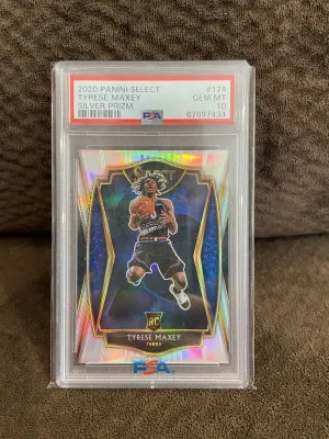 2020 Tyrese Maxey Select Premier Level Silver PSA 10 front