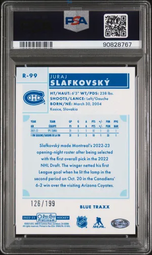2022 O-Pee-Chee Platinum Retro Juraj Slafkovsky #R99 PSA 10 back