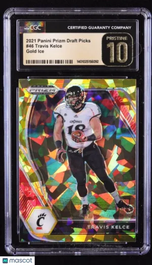 Travis Kelce 2021 Panini Prizm Draft Picks Prizms Gold Ice #46 (CGC 10) front