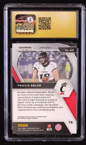 Travis Kelce 2021 Panini Prizm Draft Picks Prizms Gold Ice #46 (CGC 10) back