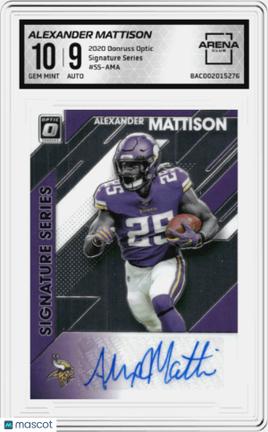 2020 Donruss Optic Signature Series Alexander Mattison #SS-AMA Graded Vikings front