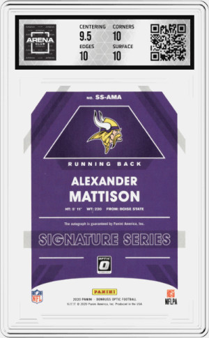 2020 Donruss Optic Signature Series Alexander Mattison #SS-AMA Graded Vikings back