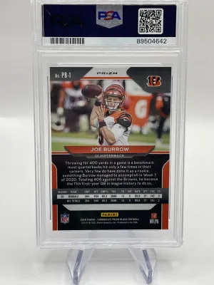 2020 Panini Prizm Black Joe Burrow Rookie Silver PSA 10 back