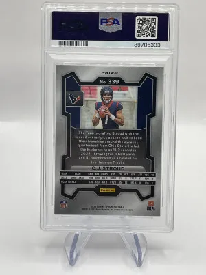 2023 Panini Prizm CJ Stroud Rookie Red White Blue PSA 10 back