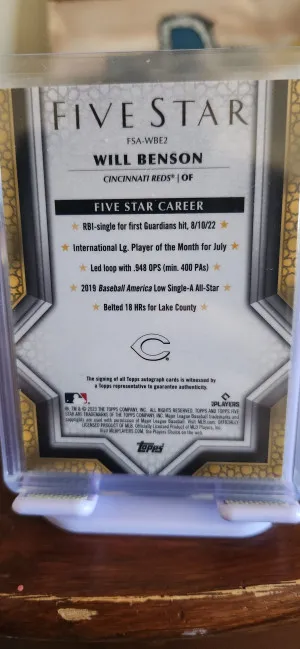 2023 topps five star will benson rookie autograph back